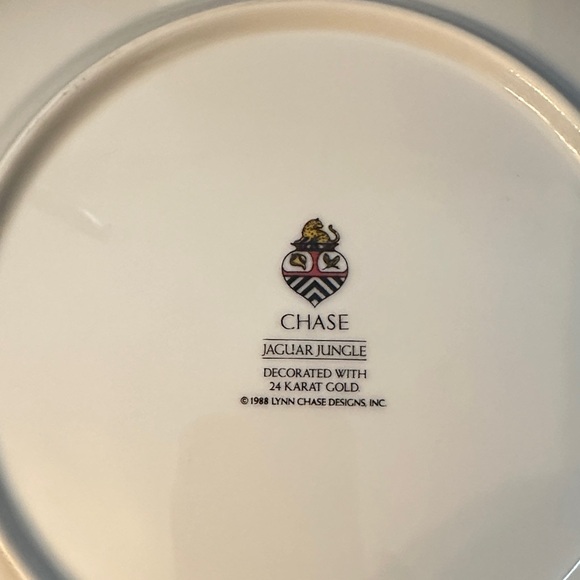 3 pc Lynn Chase Jaguar Jungle Plates with 24K Gold Detailing 8” - Picture 2 of 4